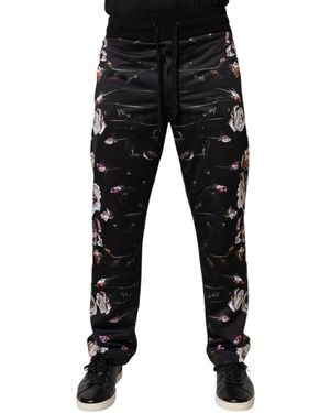 Dolce & Gabbana Floral Print Casual Trousers - Black