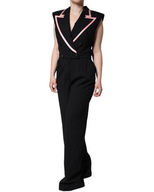 Dolce & Gabbana Wool Blend Sleeveless Jumpsuit Dress - Black