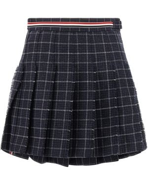 Thom Browne 'Rwb' Pleated Tweed Skirt - Blue