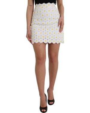 Dolce & Gabbana Floral A-Line Mini Skirt - White