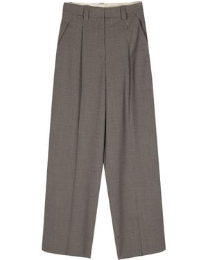 Alysi Wool Blend Wide Leg Pants - Gray