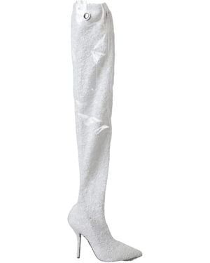 Dolce & Gabbana Heels Stiletto Knee High Boots Shoes - White