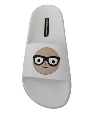 Dolce & Gabbana Leather #Dgfamily Slides Shoes Sandals Top - Grey
