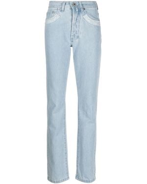 032c Double Shift Ripped-Patch Straight-Leg Jeans - Blue