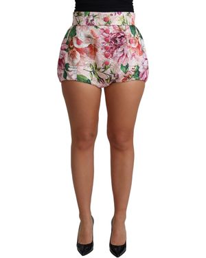 Dolce & Gabbana Cotton Floral Print Hot Pants Short - Black