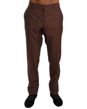 Dolce & Gabbana Wool Silk Formal Trousers Trousers - Brown