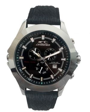 Chronotech Leather Watch - Black
