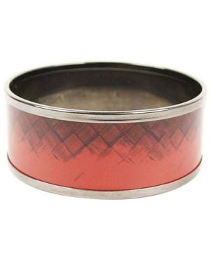 Bottega Veneta Enamel Metal Woven Print Small Bracelet - Red