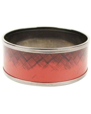Bottega Veneta Enamel Metal Woven Print Small Bracelet - Red