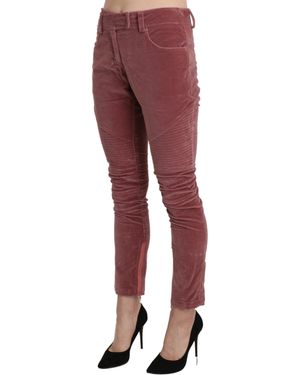 Ermanno Scervino Mid Waist Skinny Cotton Pants - Red