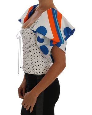 Dolce & Gabbana Polka Silk Corset Bustier Top - Blue