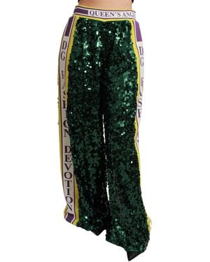 Dolce & Gabbana Sequin Pants Queens Angel Pants - Green