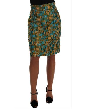 Dolce & Gabbana Textured Pencil Skirt Geometric Pattern - Green