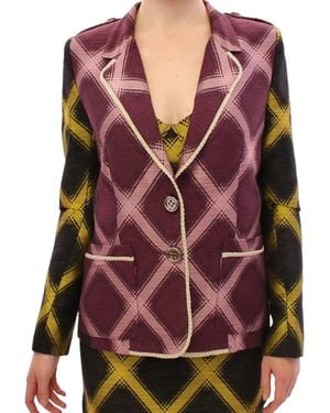 House of Holland Checkered Blazer Jacket - Purple