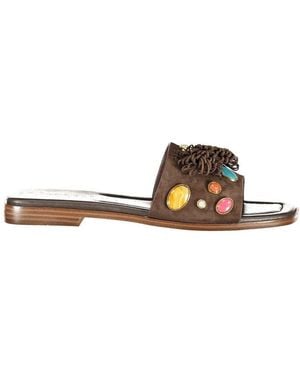 Twinset Marrone Leather Slipper - Brown