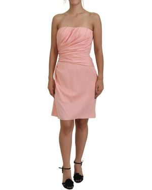 Dolce & Gabbana Silk Stretch Strapless Sheath Dress - Pink