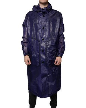 Dolce & Gabbana Long Hooded Raincoat - Blue