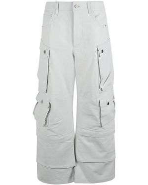 Fermas.club Leather Cargo Pants - Gray