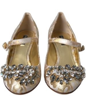 Dolce & Gabbana Jacquard Crystal Mary Janes Court Shoes Shoes 35+Lu+Pc - Green