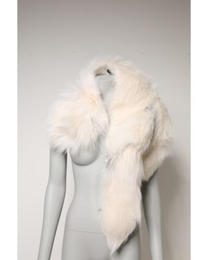 Dolce & Gabbana Fox Fur Neck Wrap Warmer Winter Scarf - Natural