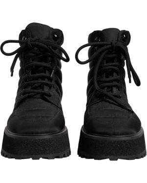 Dolce & Gabbana Quilted Nylon Laceup Boots - Black