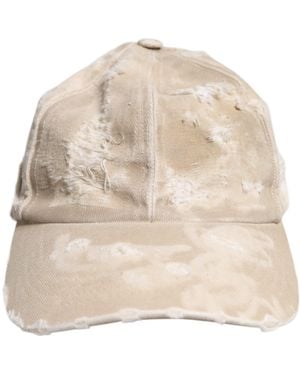 Dolce & Gabbana Tattered Cotton 6 Panels Baseball Cap - Natural