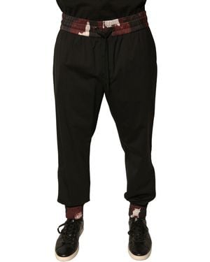 Dolce & Gabbana Camouflage Wool Jogger Sweatmen's Trousers - Black