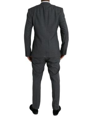 Dolce & Gabbana Plaid Wool Martini Formal 2 Piece Suit Virgin Elastane - Grey