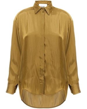 Nude Satin Shirt Polyester Shirt, Blouse - Green