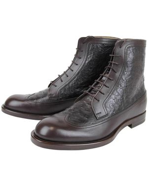 Gucci Leather Lace-Up Ankle Boots in Brown for Men | Lyst