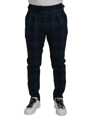 Dolce & Gabbana Plaid Wool Trousers Trousers - Blue