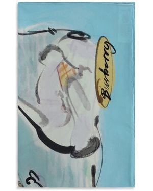Burberry Multicolor Silk Scarf - Blue