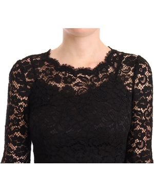 Dolce & Gabbana Lace Maxi Dress Floral Evening Gown - Black