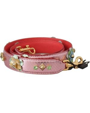 Dolce & Gabbana Metallic Leather Studded Shoulder Strap - Red
