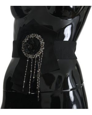 Dolce & Gabbana Crystal Brooch Wide Wai Satoria Belt Cotton Acetate - Black