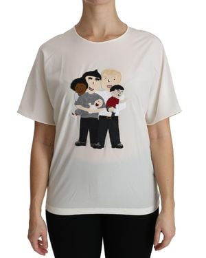 Dolce & Gabbana #Dgfamily Patch Short Sleeve Blouse Top - Grey