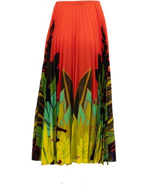 Valentino Garavani Pleated Floral Skirt - Red