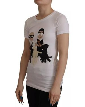 Dolce & Gabbana #Dgfamily Patch Top Cotton T-Shirt Off - White