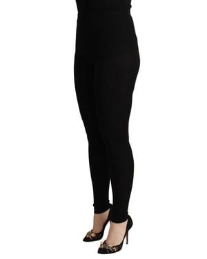 Dolce & Gabbana Elegant High Waist Cashmere-Silk Tight Pant - Black