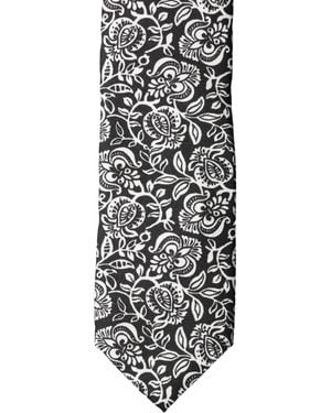 Dolce & Gabbana Floral Fantasy Silk Adjustable Necktie Tie And - White