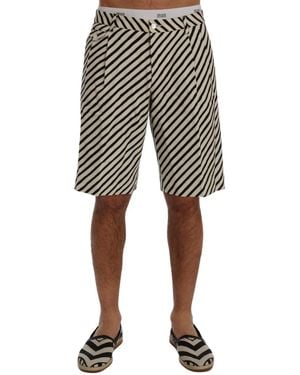 Dolce & Gabbana Striped Hemp Casual Shorts - Black