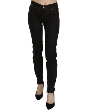 John Galliano Cotton Mid Waist Skinny Denim Jeans - Black