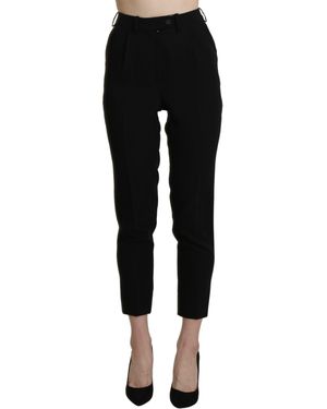 Bencivenga High Waist Skinny Cropped Dress Trouser Pant - Black