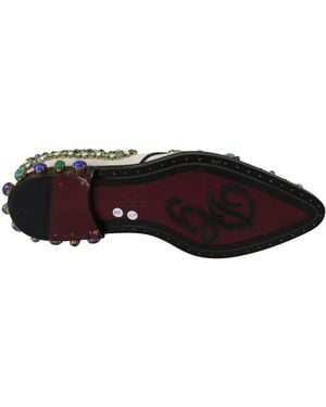 Dolce & Gabbana Elegant Suede Dress Flats With Crystals - Multicolour