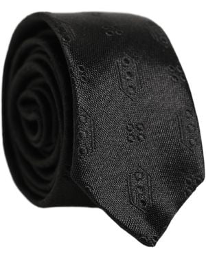 Dolce & Gabbana Silk Jacquard Adjustable Neckmen's Accessory Tie - Black