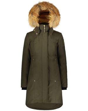 Moose Knuckles Gold-adorned Stirling Parka With Blue Fox Fur - Green