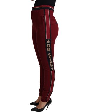 Dolce & Gabbana Red Dg Star Striped Skinny Cotton Pant