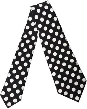 Dolce & Gabbana Polka Dot Silk Adjustable Necktie Tie - White