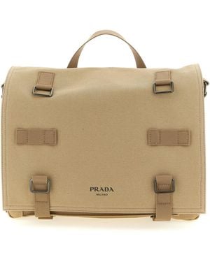 Prada Cotton Crossbody Bag - Natural