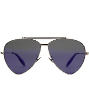 McQueen Metal Reflective Aviator Sunglasses - Purple